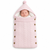 Baby pink cable-knit pram sleeping bag, swaddle blanket, and stroller bunting sack with a fleece-lined hood