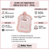 Pink baby 1st birthday bib and hat set product graphic with product details, features and care, size info, and Baby Town branding on a pale pink background.