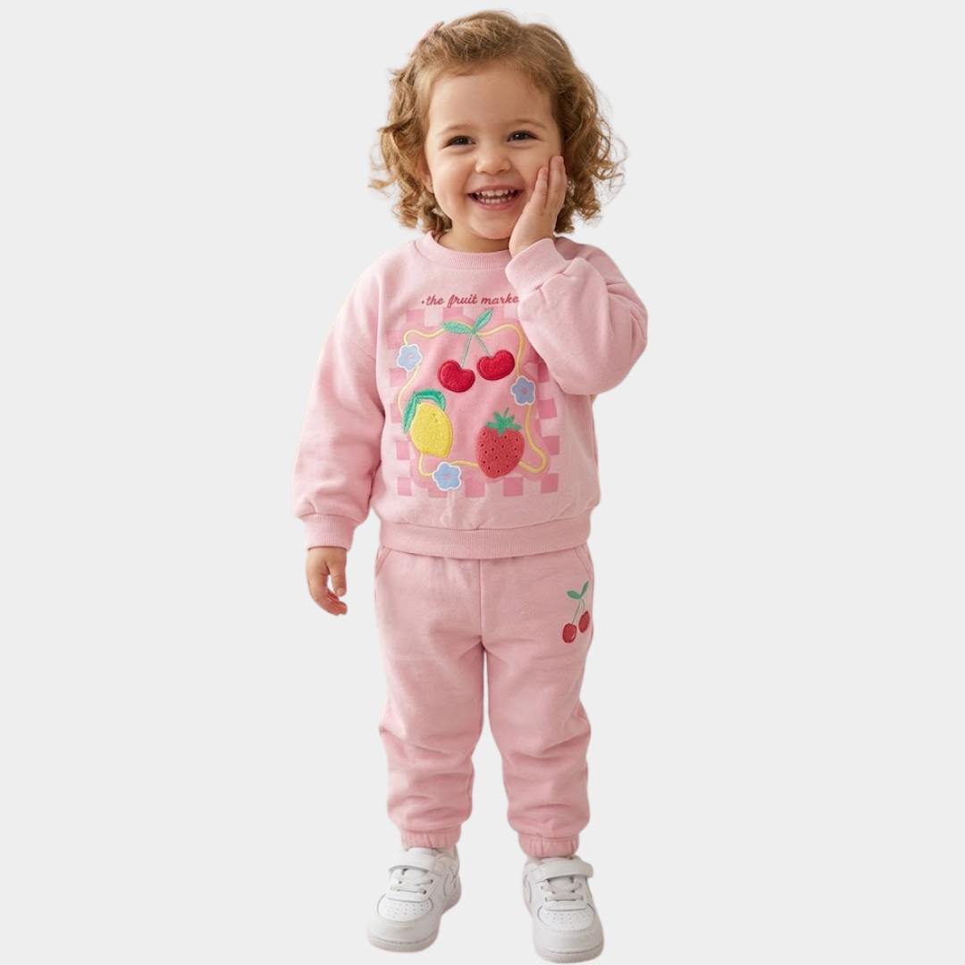Girls Pink Tracksuit 2-Piece – Soft Cotton Loungewear