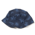 Blue patterned bucket hat on a white background