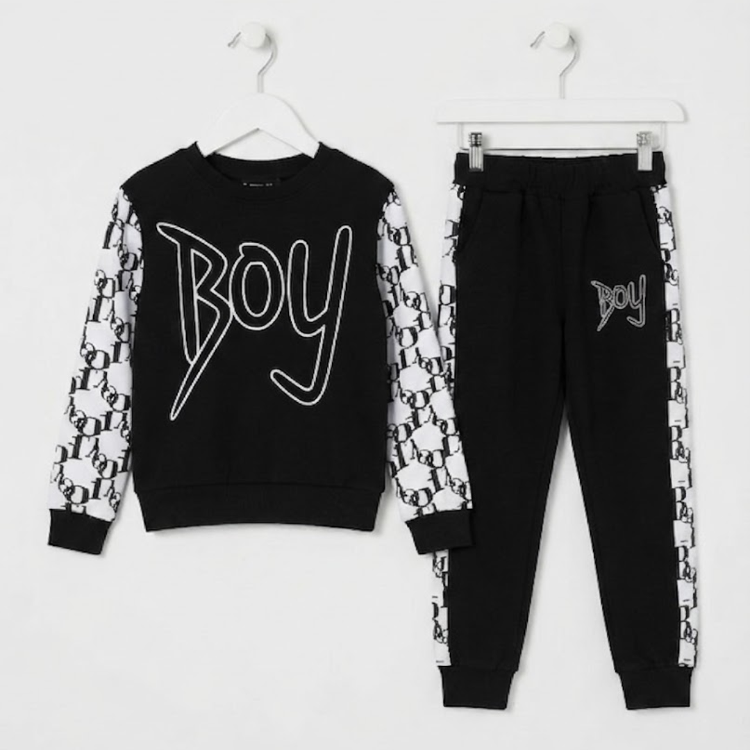 Boys Black Graffiti Tracksuit on hangers