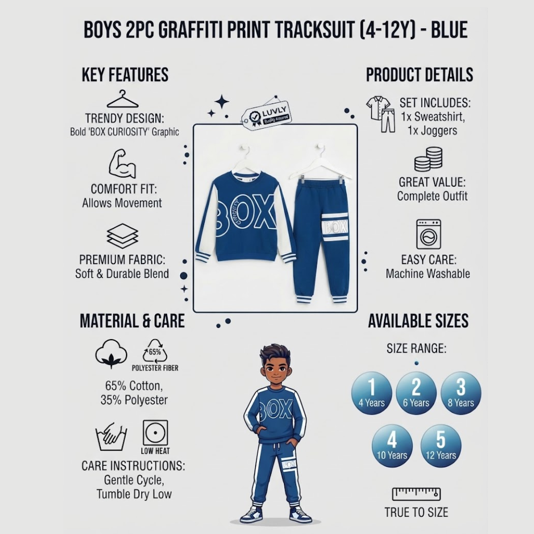 Infographic picture of Boys Blue Graffiti Tracksuit