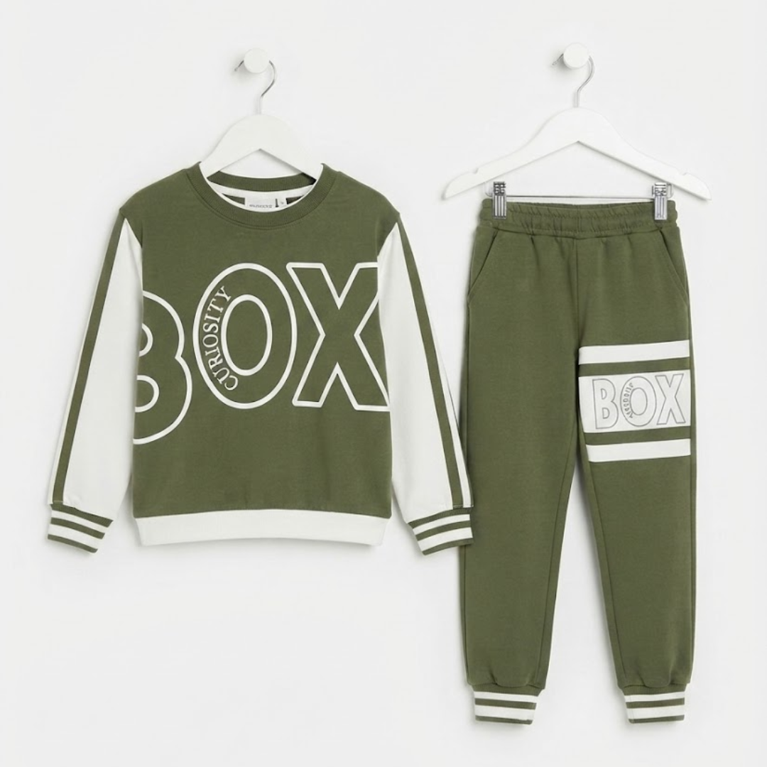 Boys Green Stripe Tracksuit 2pc Set 