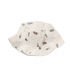 White bucket hat with ship pattern on a white background