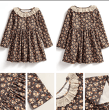 Christmas Floral Fleece Dress for Girls 2-7Y - Little Fashion