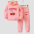 Cherry Fleece Hoodie & Pants Set for Newborn Girls