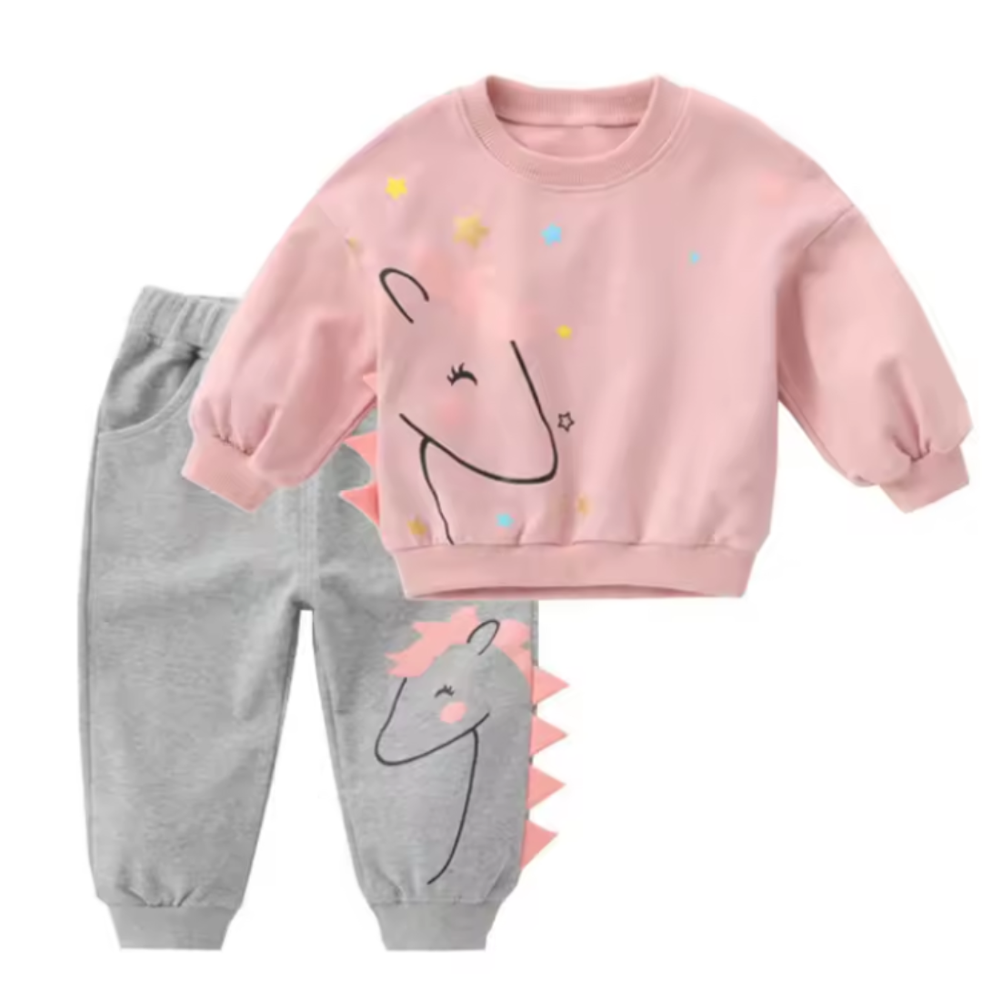 Cute T-Shirt & Pants Tracksuit for Toddler Girls