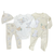 A 4-piece baby clothing set featuring a white long-sleeve bodysuit, a cream footed one-piece, matching cream leggings, and a matching cream bonnet, all decorated with Disney Dumbo illustrations on a white background.