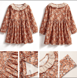 Christmas Floral Fleece Dress for Girls 2-7Y - Little Fashion