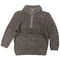 Boys olive green cable-knit half-zip jumper or pullover sweater.