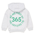 A light heather gray hoodie shown from the back, featuring a green graphic print that reads 'WE ARE FUDO 365 ALL DAY EVERY DAY' in a circular layout around the large number '365'.