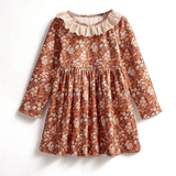 Christmas Floral Fleece Dress for Girls 2-7Y - Little Fashion