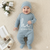 Boys Cute Letter Print Romper Set – Knit Outfit with Hat & Socks