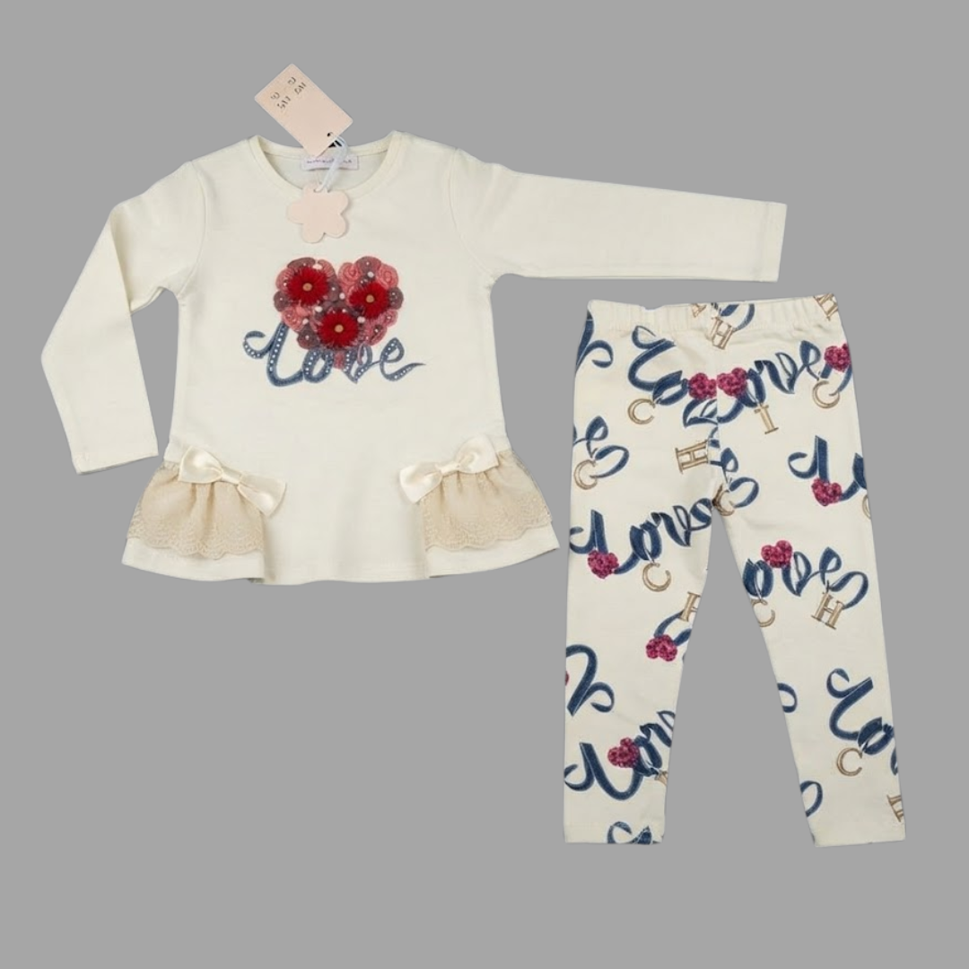 the layout of Giorgio Bambini Girls Lace Peplum Top & Leggings Set