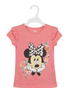 Pink t-shirt with Minnie Mouse design on a white background