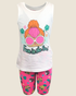 Children's outfit with tank top and leggings featuring a sun-themed design on a white background