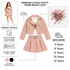 A 3-piece girls' outfit set in pink, featuring a faux leather jacket, a pleated skirt, and a graphic T-shirt, shown with product details, a model preview, a color swatch, and a size guide on a white background.