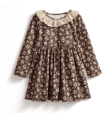 Christmas Floral Fleece Dress for Girls 2-7Y - Little Fashion