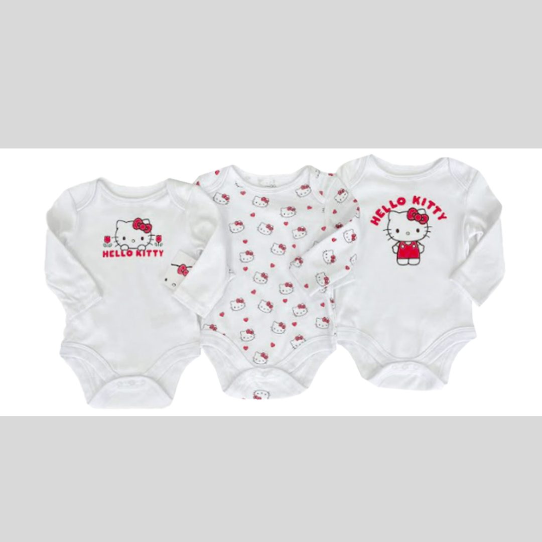 Hello Kitty Girls 3-Pack Long Sleeve Vests on White Background
