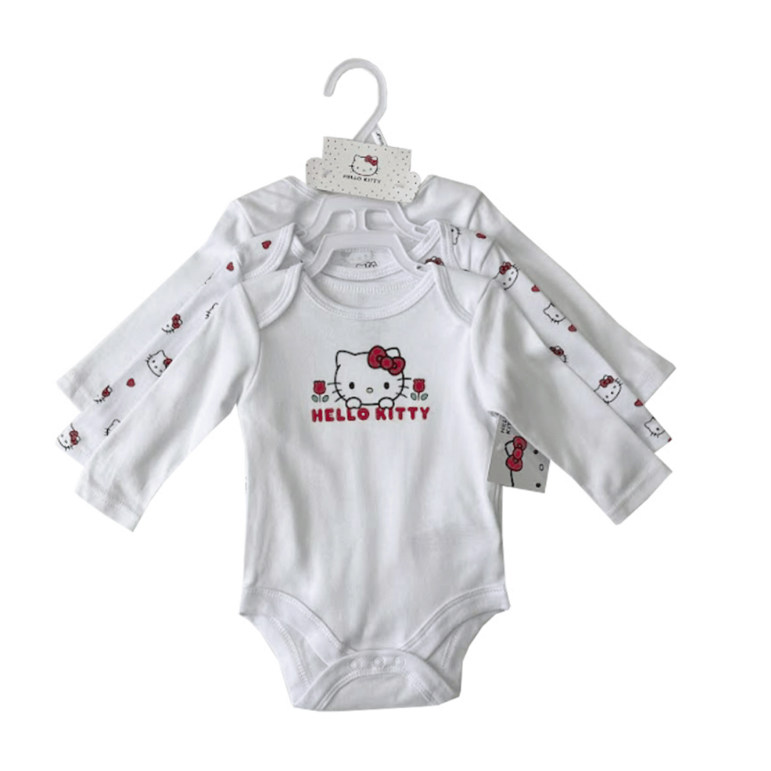 Hello Kitty Girls 3-Pack Long Sleeve Vests on hanger Package