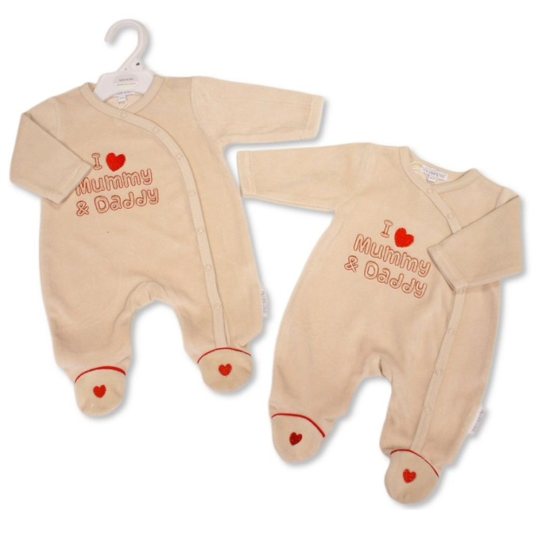 I Love Mummy & Daddy Velour All-in-One romper