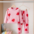 Kids' Coral Velvet Warm Love Print 2-Piece Set