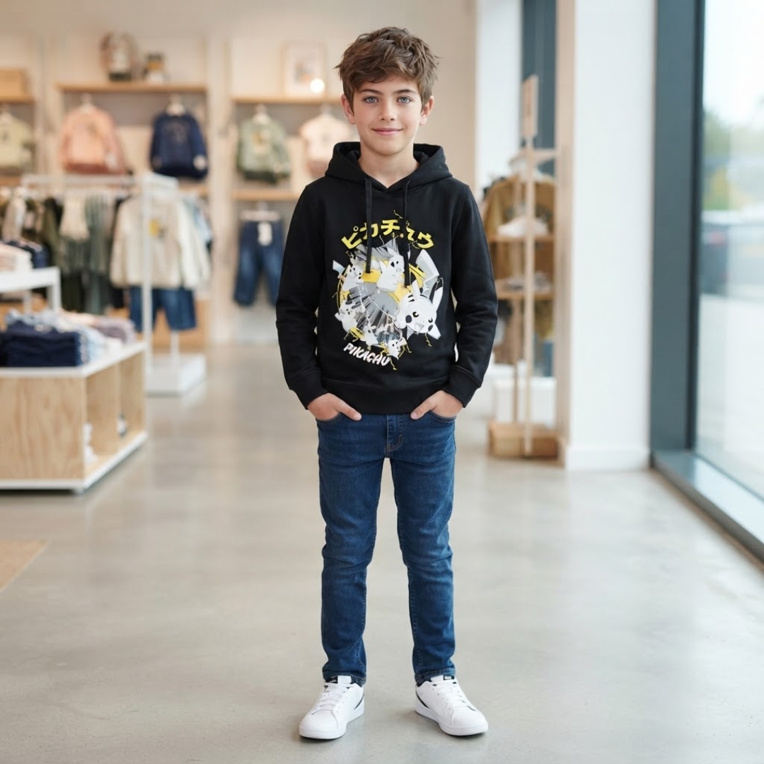 Kids Pokémon Pikachu Black Hoodie (7-14 Years)