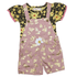 Lemon Floral Dungaree Set with white background