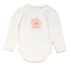 An off-white long-sleeve baby bodysuit featuring a pink flower graphic on the chest with a cute cartoon face and the text 'I LOVE MY BABY' and 'YOU ARE MY LOVE'.