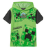 Green Minecraft hoodie with pixelated design on a white background