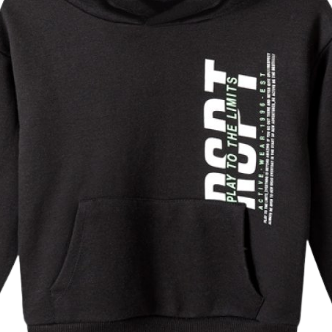 Closure of Minoti Boys Black Hoody Cotton Blend 