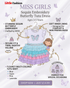 Advertisement for a sequin embroidery butterfly tutu dress for girls with product details and a price tag.
