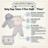 A promotional infographic for a baby boy's velour 3-piece outfit by My Little Chick, featuring a light blue hooded sweatshirt, matching pants, and a white t-shirt. The graphic includes text detailing the material composition, available sizes, key features, and care instructions, along with a close-up detail inset.