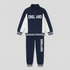 A two-piece kids' track suit set in navy blue and white, featuring a zip-up jacket with 'ENGLAND' printed across the chest and matching sweatpants with 'ENGLAND' printed down the leg, displayed on a neutral gray background.