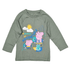Green long-sleeve shirt with Peppa Pig and George Pig characters on a white background