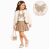 A girl wearing Petit Cheri 4-Piece Butterfly Outfit khaki set