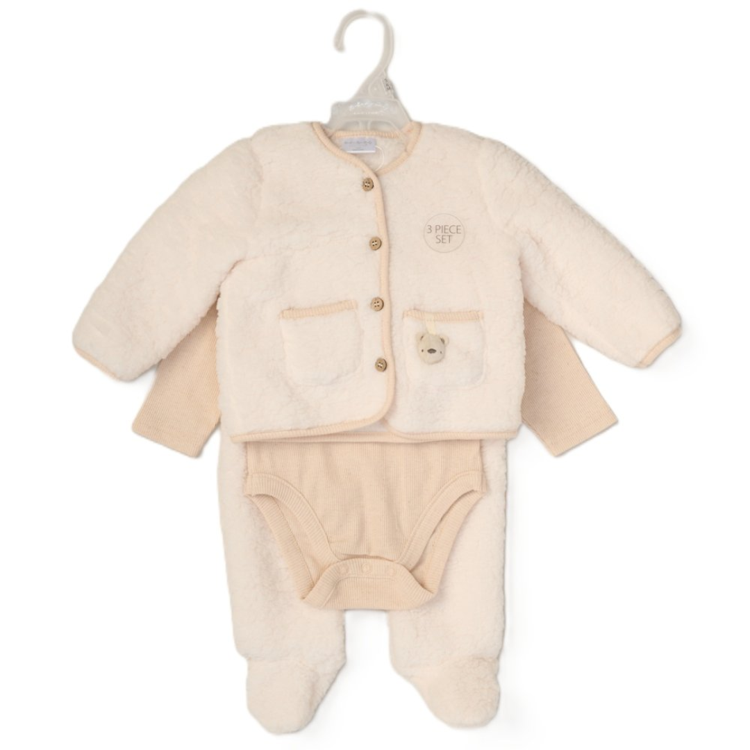 Rock A Bye Baby Borg Jacket & Bodysuit Outfit on hanger