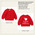 Red baby Christmas cotton knit cardigan shown from both front and back views on a light beige background with product text details. The front view shows a button-front cardigan, and the back view shows 'my first christmas' text with a Santa face graphic.