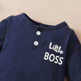 Newborn Boy Letter Print Romper & Hat (0-12M) - Little Fashion