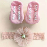 Pearl Bow Baby Headband & Non-Slip Socks Set - Little Fashion