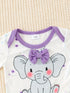 3pc Elephant Baby Girl Set | Purple Bodysuit & Pants