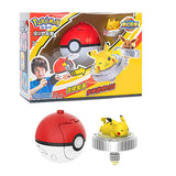 Pokémon toy set with red ball and yellow creature figure on a white background