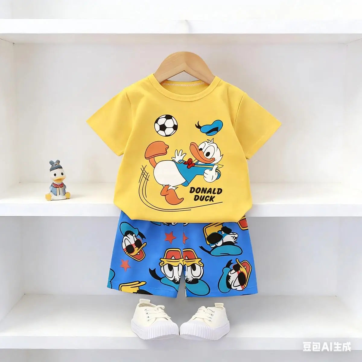 Children's outfit with Donald Duck design on a white background