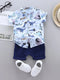 Toddler Boy Dino Print Shirt & Shorts 2pc Collar Set