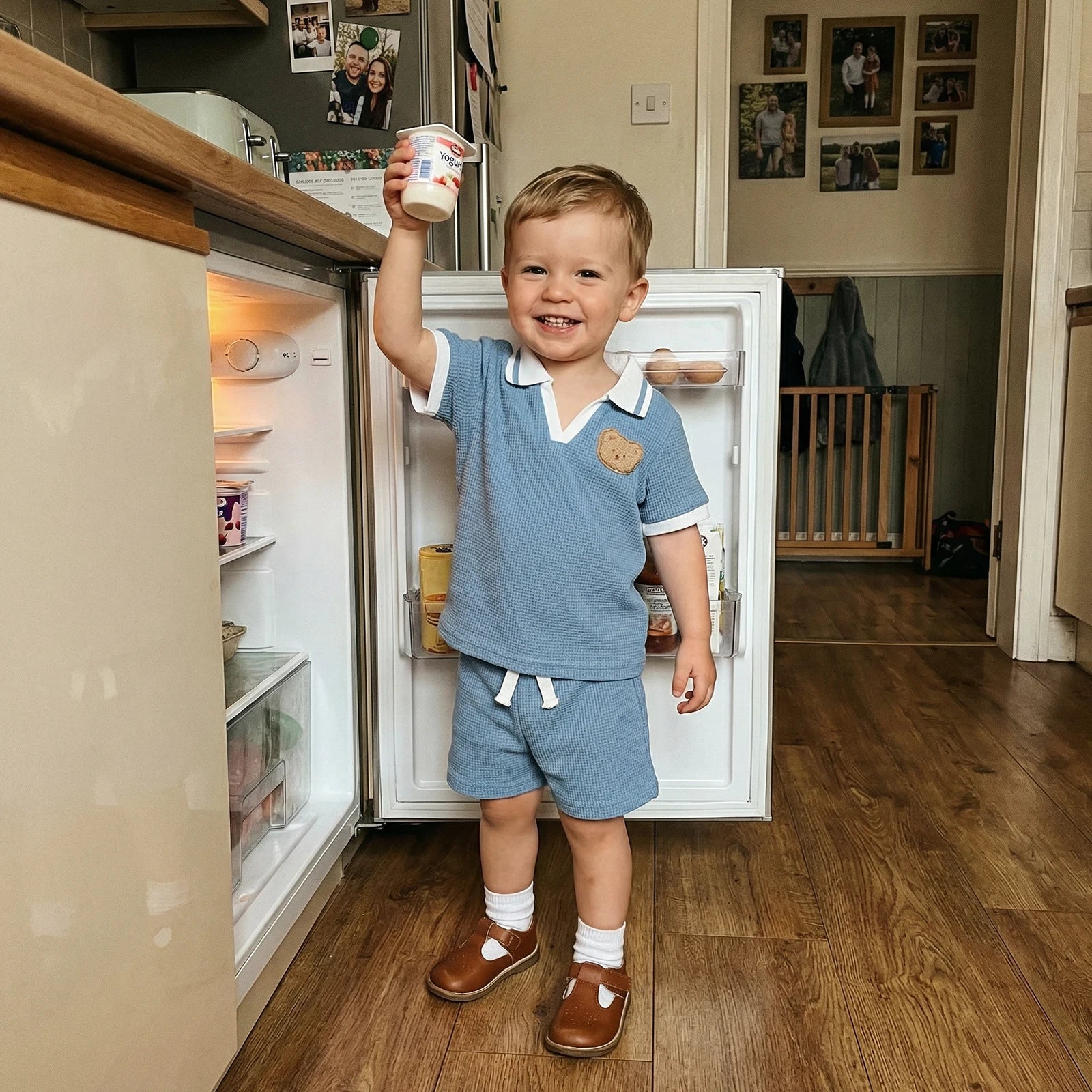 Toddler Boys 2Pcs Waffle Knit Shorts Set (Summer Outfit)