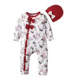 Baby Girl Floral Romper with Hat – Spring Outfit 0-18M