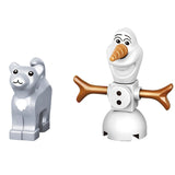 Two LEGO figures on a white background, one resembling a snowman and the other a bear.