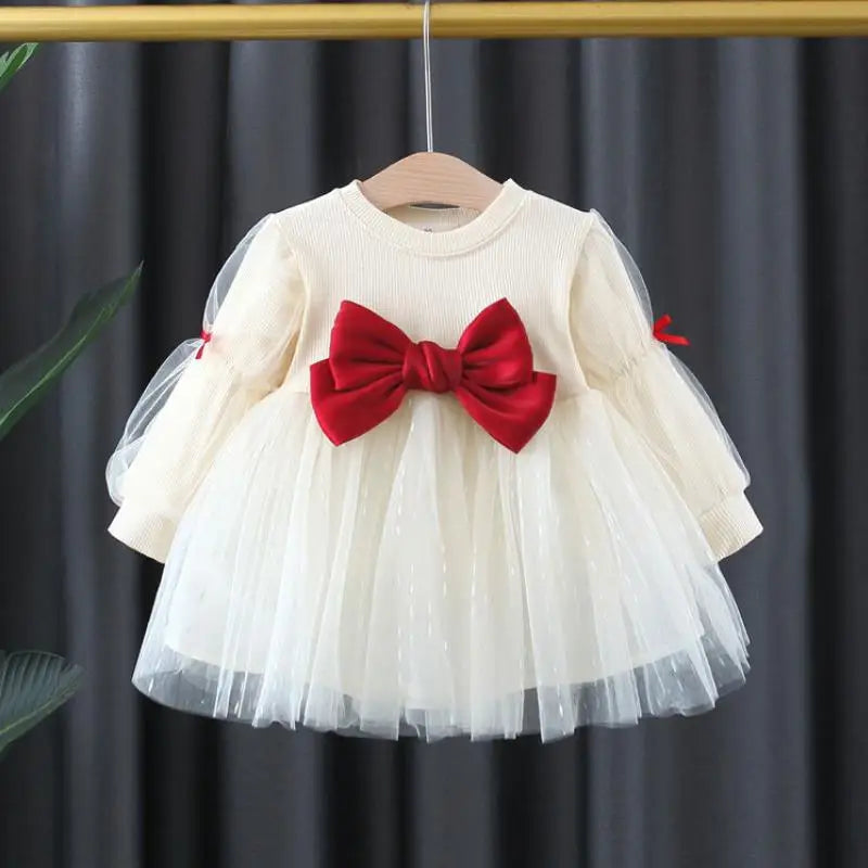 Girls Bow Mesh Dress | Long Sleeve Spring/Autumn 0-4Y