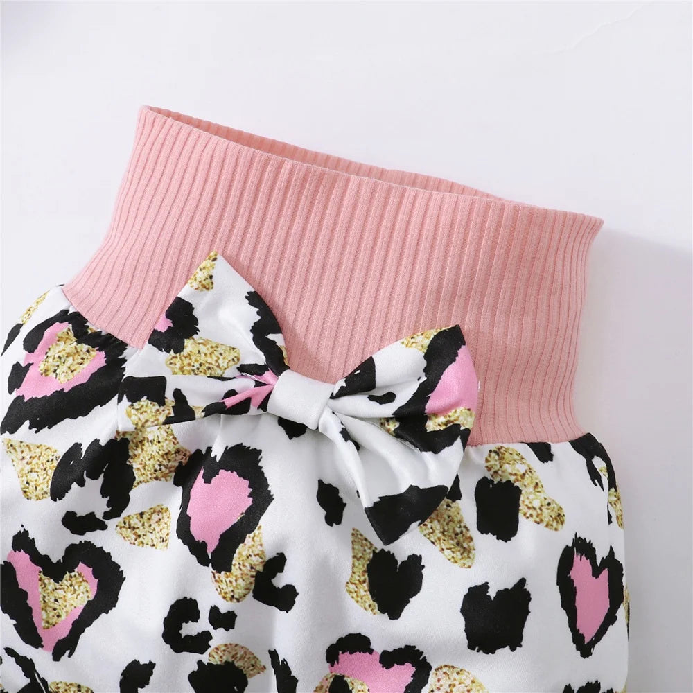 Baby Girl Mama Romper & Heart Pants Set with Headband
