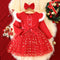 New Girls Velvet Tulle Christmas Dress | Long Sleeve + Bow
